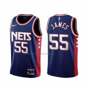 Maglia Brooklyn Nets Mike James NO 55 Citta 2021-22 Blu