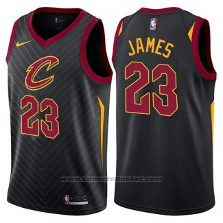 Maglia Cleveland Cavaliers Lebron James #23 Statement 2017-18 Nero