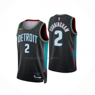 Maglia Detroit Pistons Cade Cunningham No 2 Citta 2025-26 Nero