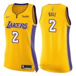 Maglia Donna Los Angeles Lakers Lonzo Ball #2 Icon 2017-18 Giallo