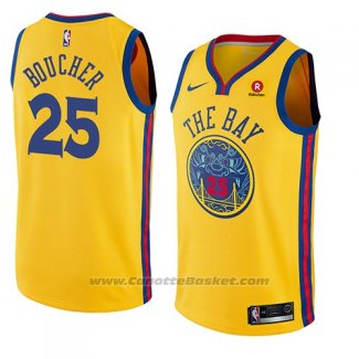 Maglia Golden State Warriors Chris Boucher #25 Citta 2018 Giallo