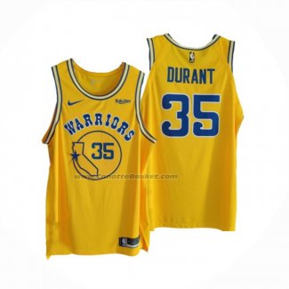 Maglia Golden State Warriors Kevin Durant NO 35 Hardwood Classic Autentico Giallo