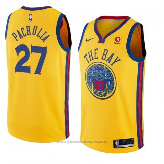 Maglia Golden State Warriors Zaza Pachulia #27 Citta 2018 Giallo