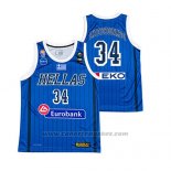 Maglia Grecia Giannis Antetokounmpo #34 2019 FIBA Baketball World Cup Blu