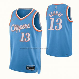 Maglia Los Angeles Clippers Paul George NO 13 Citta 2021-22 Blu