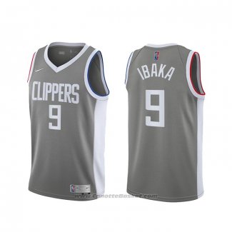 Maglia Los Angeles Clippers Serge Ibaka #9 Earned 2020-21 Grigio