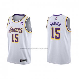Maglia Los Angeles Lakers Jabari Brown NO 15 Association 2021-22 Bianco