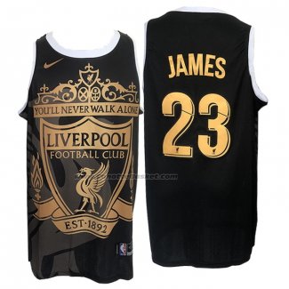 Maglia Los Angeles Lakers LeBron James NO 23 Liverpool Nero