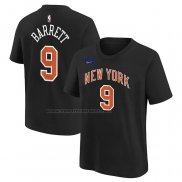 Maglia Manica Corta New York Knicks RJ Barrett Citta 2022-23 Nero