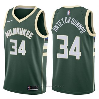 Maglia Milwaukee Bucks Giannis Antetokounmpo #34 2017-18 Verde