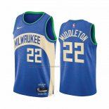 Maglia Milwaukee Bucks Khris Middleton #22 Citta 2023-24 Blu