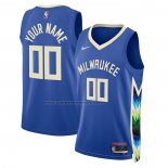 Maglia Milwaukee Bucks Personalizzate Citta 2022-23 Blu