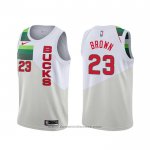 Maglia Milwaukee Bucks Sterling Brown #23 Earned Bianco