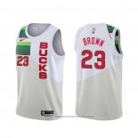 Maglia Milwaukee Bucks Sterling Brown #23 Earned Bianco