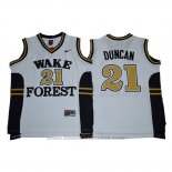Maglia NCAA Wake Forest Demon Deacons Tim Duncan #21 Bianco