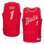 Maglia Natale 2015 Chicago Bulls Derrick Rose #1 Rosso