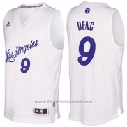 Maglia Natale 2016 Los Angeles Lakers Luol Deng #9 Bianco
