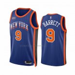 Maglia New York Knicks RJ Barrett #9 Citta 2023-24 Blu