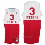 Maglia Philadelphia 76ers Allen Iverson #3 Retro Bianco Rosso