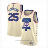 Maglia Philadelphia 76ers Ben Simmons #25 Earned 2020-21 Crema