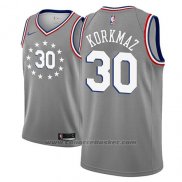 Maglia Philadelphia 76ers Furkan Korkmaz #30 Citta 2018-19 Grigio