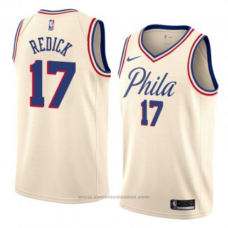 Maglia Philadelphia 76ers Jj Redick #17 Citta 2018 Crema