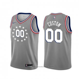 Maglia Philadelphia 76ers Personalizzate Citta Grigio