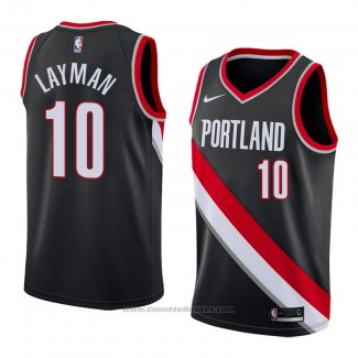 Maglia Portland Trail Blazers Jake Layman #10 Icon 2018 Nero