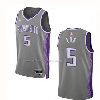 Maglia Sacramento Kings De'aaron Fox #5 Citta 2022-23 Grigio