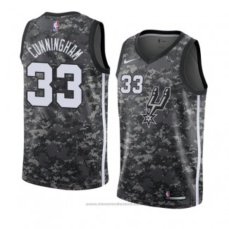 Maglia San Antonio Spurs Dante Cunningham #33 Citta 2018 Grigio