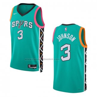 Maglia San Antonio Spurs Keldon Johnson #3 Citta 2022-23 Verde