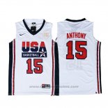 Maglia USA 1992 Carmelo Anthony #15 Bianco