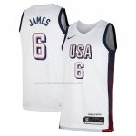 Maglia USA 2024 LeBron James #6 Bianco