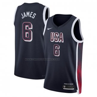 Maglia USA 2024 LeBron James #6 Blu1