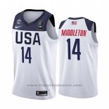 Maglia Usa Khris Middleton #14 2019 FIBA Basketball World Cup Bianco