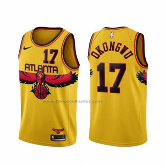 Maglia Atlanta Hawks Onyeka Okongwu NO 17 Citta 2021-22 Giallo