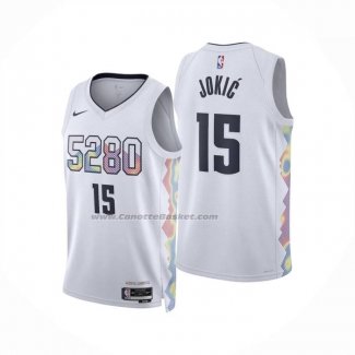 Maglia Bambino Denver Nuggets Nikola Jokic No 15 Citta 2024-25 Bianco