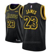 Maglia Bambino Los Angeles Lakers Lebron James #23 Citta 2017-18 Nero