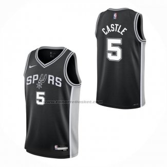 Maglia Bambino San Antonio Spurs Stephon Castle No 5 Icon 2025-26 Nero