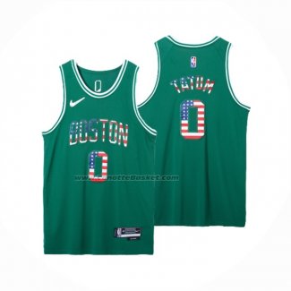 Maglia Boston Celtics Jayson Tatum NO 0 75th Bandera Edition Verde
