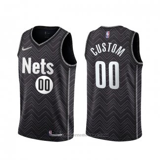 Maglia Brooklyn Nets Personalizzate Earned 2020-21 Nero