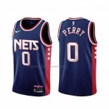 Maglia Brooklyn Nets Reggie Perry NO 0 Citta 2021-22 Blu