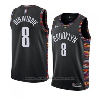 Maglia Brooklyn Nets Spencer Dinwiddie #8 Citta 2019 Nero