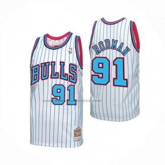 Maglia Chicago Bulls Dennis Rodman No 91 Mitchell & Ness 1996-97 Bianco