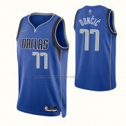 Maglia Dallas Mavericks Luka Doncic NO 77 Icon 2021 Blu