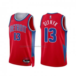 Maglia Detroit Pistons Kelly Olynyk NO 13 Citta 2021-22 Rosso