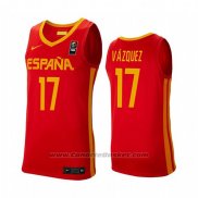 Maglia Espana Fran Vazquez #17 2019 FIBA Baketball World Cup Rosso
