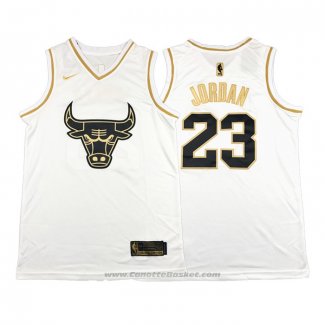 Maglia Golden Edition Chicago Bulls Michael Jordan #23 Bianco