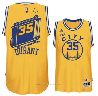 Maglia Golden State Warriors Kevin Durant #35 Retro City Bus Giallo