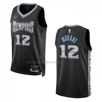 Maglia Memphis Grizzlies Ja Morant #12 Citta 2022-23 Nero